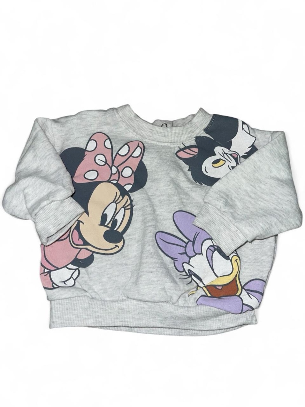 Disney Baby - Grey Cotton-blend Minnie Mouse Fleece-Lined Pullover Sweatshirt